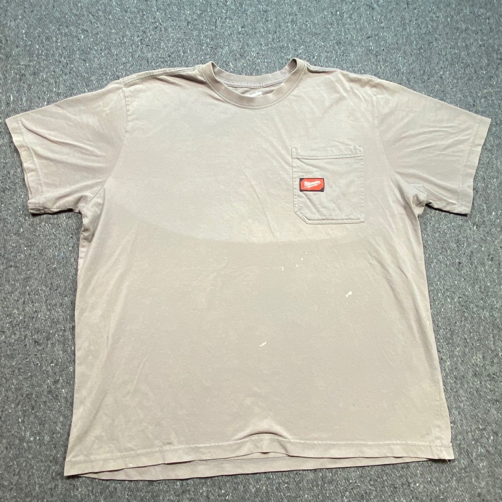 Milwaukee Pocket TShirt Sz 2X Mens Gray Workwear Gorpcore Heavy Duty Utility Tee